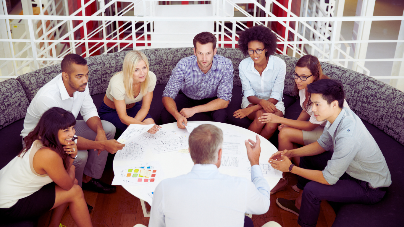 business outgrown organizational structure — business owner reviewing organizational chart with small leadership team