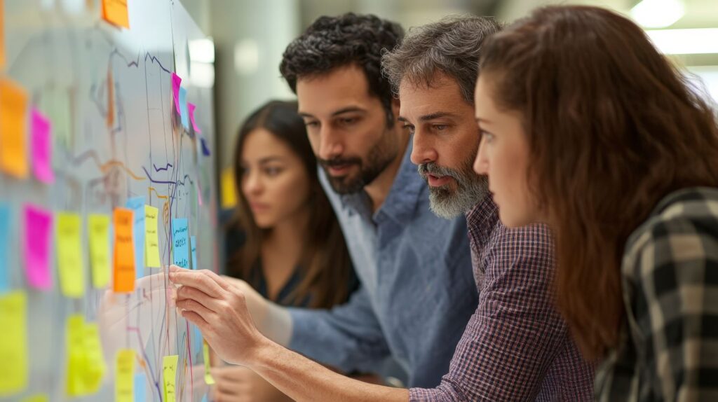 A business leader at a whiteboard with two columns labeled People and Process.